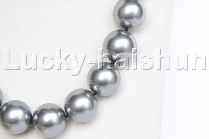18 20mm 100% round gray south sea shell pearl necklace  