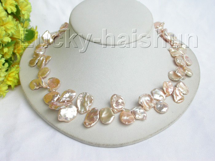 Genuine 19mm baroque pink KESHI REBORN pearls necklace  