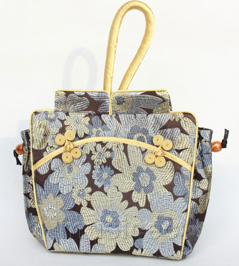 popular oriental style coffee Chinese silk handbag bag purses T754A24 ...